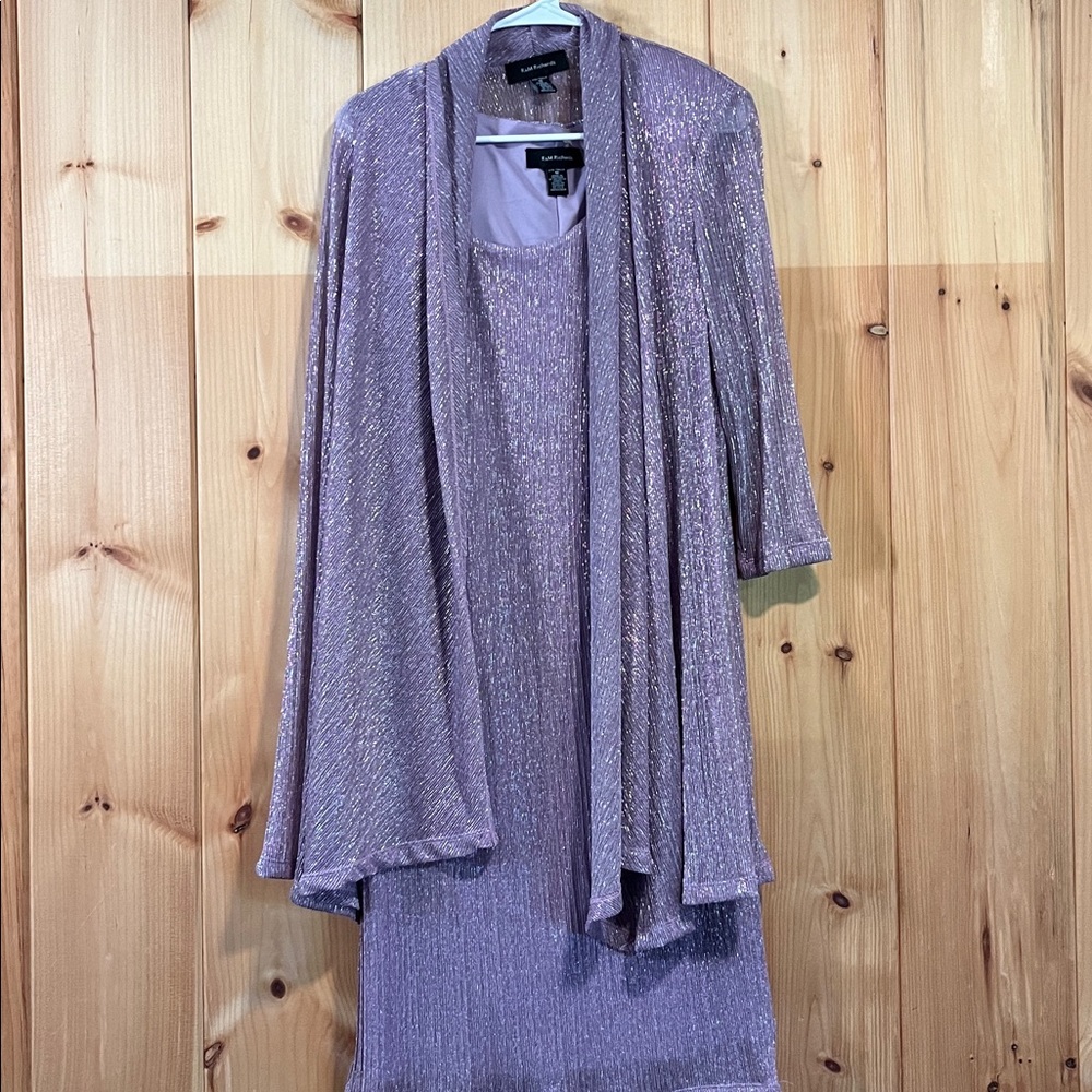R&M Richards Lavender Dress with Shimmer Shawl